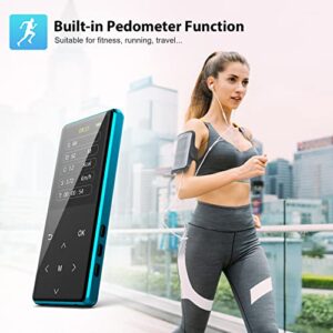 MP3 Player, Safuciiv 128GB MP3 Player with Bluetooth 5.2, 2.4 in Screen, Portable Lossless Music Player, Support FM Recording, Including Arm Strap and Player Case, for Gym, Camping, Sports (Blue)