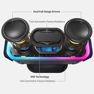 Bluetooth Speaker, DOSS SoundBox Pro+ Wireless Speaker with 24W Stereo Sound, Punchy Bass, IPX6 Waterproof, 15Hrs Playtime, Wireless Stereo Pairing, Multi-Colors Lights, Speaker for Home,Outdoor-Black