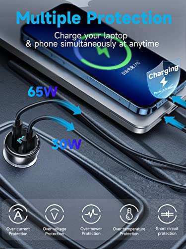 Baseus 100W USB C Car Charger, PPS PD3.0 QC4.0 Super Fast Charging Type C Car Charger with LED Display Adapter Compatible with MacBook Pro Laptop iPad iPhone 14/13 Pro Max Samsung S22 S21 Ultra/Tab S8