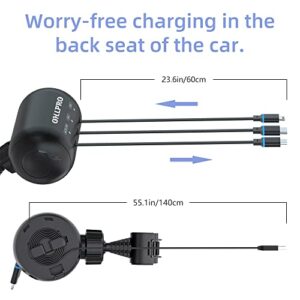 Multi Car Retractable Backseat 3 in 1 Car Charging Station Box Compatible with All Phones | iPhone | Samsung | Android | Share Ride Customer Charging Dock Attach to Headrest