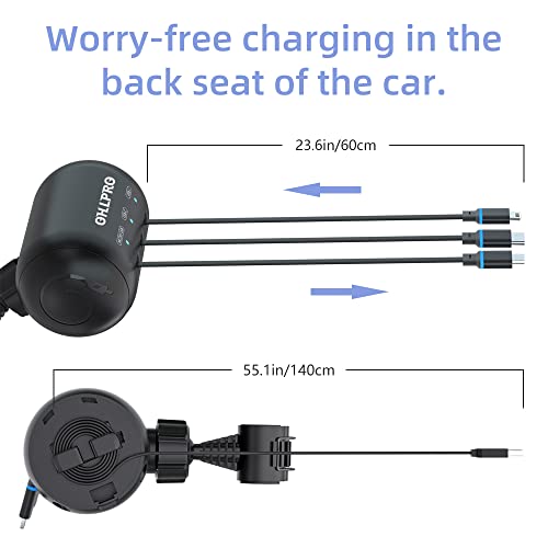 Multi Car Retractable Backseat 3 in 1 Car Charging Station Box Compatible with All Phones | iPhone | Samsung | Android | Share Ride Customer Charging Dock Attach to Headrest