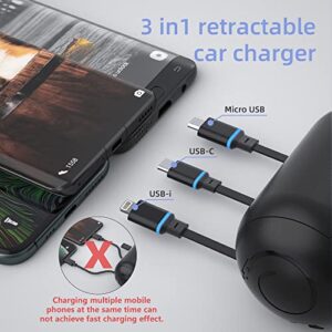 Multi Car Retractable Backseat 3 in 1 Car Charging Station Box Compatible with All Phones | iPhone | Samsung | Android | Share Ride Customer Charging Dock Attach to Headrest