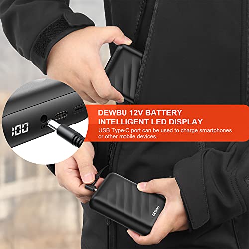 DEWBU Power Bank 12V Battery with Intelligent Led Display Battery Charger for Heated Jacket, Outdoor Electric Heating Coat, iPhone, iPad, Samsung Galaxy, Android, and Other Smart Devices