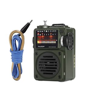 raddy rf750 portable shortwave radio am/fm/sw/wb receiver with bluetooth and noaa alerts – pocket retro mini radio rechargeable, w/ 9.85 ft wire antenna