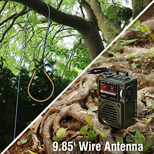 Raddy RF750 Portable Shortwave Radio AM/FM/SW/WB Receiver with Bluetooth and NOAA Alerts - Pocket Retro Mini Radio Rechargeable, w/ 9.85 Ft Wire Antenna