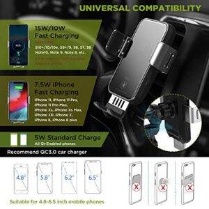 15W Fast Wireless Car Charger Mount - Wireless Charging Car Mount Auto-Clamping.Windshield/Air Vent Phone Holder,Quick Charging for iPhone 8/9/10/11/12/13/14 Pro/MAX/XS/XR/X/8/Plus Samsung Galaxy