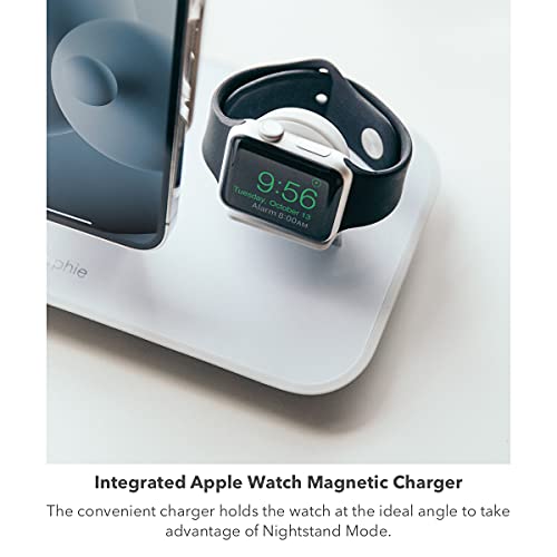 mophie 3-in-1 Magsafe Wireless Charging Stand for Apple iPhone, AirPods/AirPods Pro & Watch, 15W Super-Fast Charging, Stylish Gloss Finish - White (MagSafe charger not included)