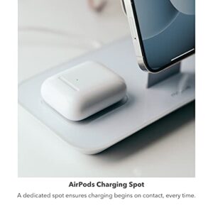 mophie 3-in-1 Magsafe Wireless Charging Stand for Apple iPhone, AirPods/AirPods Pro & Watch, 15W Super-Fast Charging, Stylish Gloss Finish - White (MagSafe charger not included)