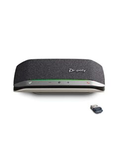 poly sync 20+ personal portable bluetooth smart speakerphone (plantronics) – usb-a uc bluetooth adapter – connect wirelessly to pc/mac/cell phone – works w/teams, zoom, & more – amazon exclusive