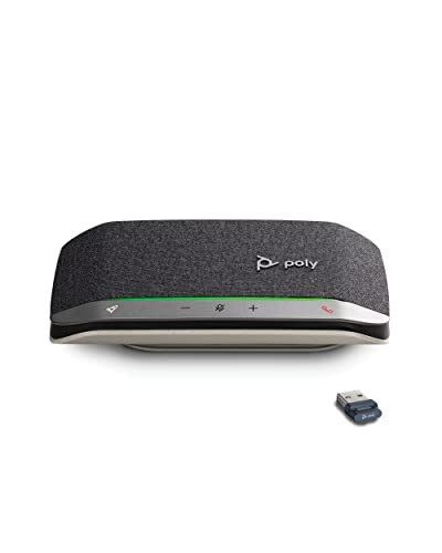 Poly Sync 20+ Personal Portable Bluetooth Smart Speakerphone (Plantronics) - USB-A UC Bluetooth Adapter - Connect Wirelessly to PC/Mac/Cell Phone - Works w/Teams, Zoom, & More - Amazon Exclusive