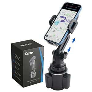 tactik cup holder phone mount car phone holder mount – cell phone holder car adjustable 360° rotation – universal iphone holder for car – compatible with iphone, samsung android, google, moto & more