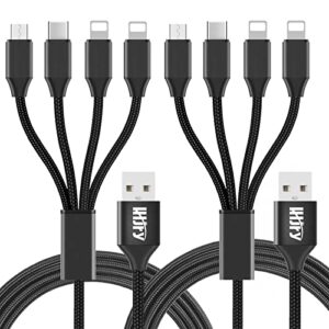 lhjry 2pack multi charging cable multiple charger cord 6.6ft 4 in 1 universal usb charge cord usb to type-c/micro usb fast charging cord compatible cell phones and more