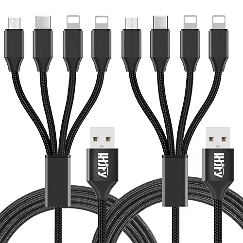 LHJRY 2Pack Multi Charging Cable Multiple Charger Cord 6.6ft 4 in 1 Universal USB Charge Cord USB to Type-C/Micro USB Fast Charging Cord Compatible Cell Phones and More