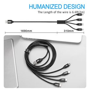 LHJRY 2Pack Multi Charging Cable Multiple Charger Cord 6.6ft 4 in 1 Universal USB Charge Cord USB to Type-C/Micro USB Fast Charging Cord Compatible Cell Phones and More