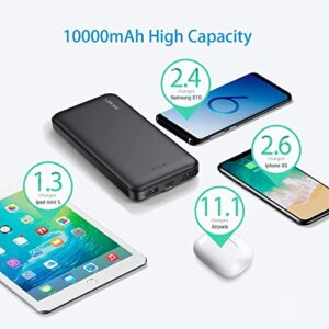 Lekzai 2-Pack 10,000mAh Portable Charger with USB-C (Input Only), Dual USB Output Power Bank Slim Battery Pack Compatible with iPhone Samsung Galaxy and More