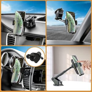 Eronli Car Phone Holder Dashboard Mount, Universal Long Arm Suction Cup Cell Phone Holder for Car Dash & Windshield & Air Vent 【Fit for Big Phones & Thick Case】