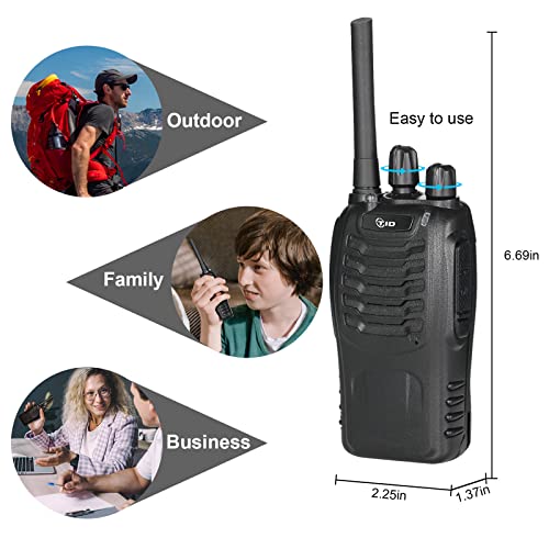 TIDRADIO TD-V2 Two Way Radio Rechargeable 2 Way Radio VOX Long Range 2-Way Radios Walkie Talkies for Adults with Secret Service Earpiece (10 Radio)