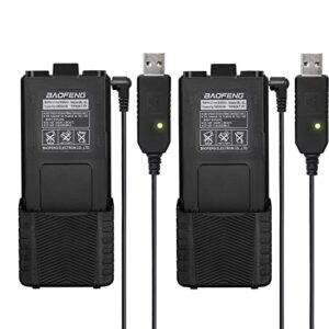 baofeng 2 pack uv-5r bf-f8hp extended battery bl-5l 3800 mah with usb charging cable for uv-5r, bf-f8hp, uv-5x3 radios