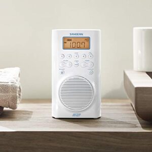 Sangean H205 AM/FM Weather Alert Waterproof Shower Radio White