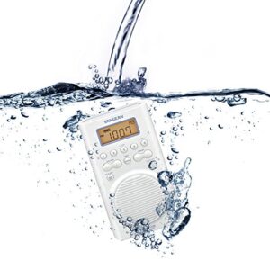 Sangean H205 AM/FM Weather Alert Waterproof Shower Radio White