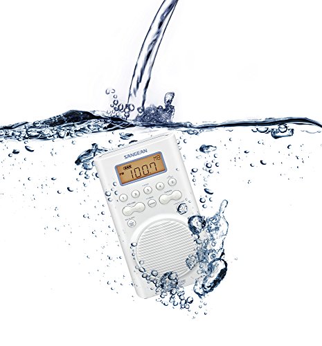 Sangean H205 AM/FM Weather Alert Waterproof Shower Radio White