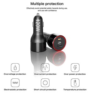 120W USB C Car Charger, URVNS 3-Port PD 100W PPS 45W QC 30W Super Fast Charging LED Laptop USB-C Car Adapter for iPhone 14 13 12 Pro Max Samsung S21 Ultra Note 20 iPad MacBook Pro Air