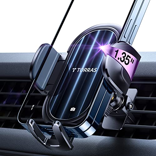 TORRAS [Biggest Clamp Car Phone Holder Mount Vent Clip [Real Thick Case Firmly] Cell Phone Holder Car Air Vent Phone Mount Universal Fit for iPhone 14 13 12 11 Pro Max Samsung Galaxy S22 Ultra Note20