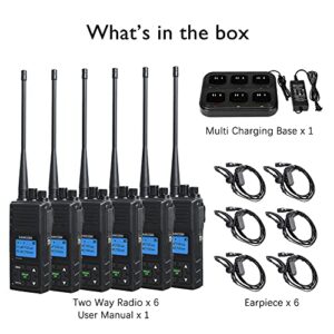 SAMCOM Two Way Radio Long Range Rechargeable, 5W 2 Way Radio High Power Walkie Talkie for Adults with Multi-Unit Charger, Heavy Duty Programmable UHF Radios (6 Pcs Radio + 6 Way Charger Gang)