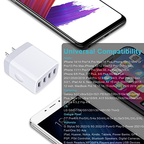 USB Plug,USB Wall Charger, 2-Pack Charging Cube Fast Charging Block Charger Box Multi Plug Outlet Power Adapter Charger for iPhone 14 13 12 11 Pro Max SE XR XS X 8 7 6,iPad,Samsung Galaxy,Google Pixel