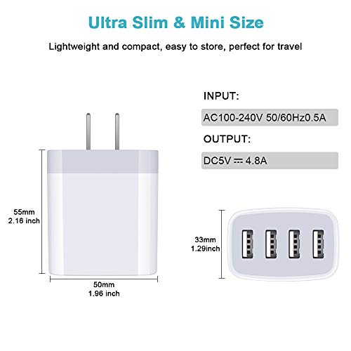 USB Plug,USB Wall Charger, 2-Pack Charging Cube Fast Charging Block Charger Box Multi Plug Outlet Power Adapter Charger for iPhone 14 13 12 11 Pro Max SE XR XS X 8 7 6,iPad,Samsung Galaxy,Google Pixel