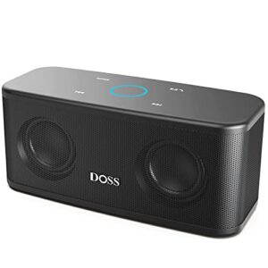 doss soundbox plus portable speaker with hd sound and deep bass, wireless stereo paring, touch control, muti-colors led lights, 20h playtime, wireless speaker for phone, tablet, and more -deep black