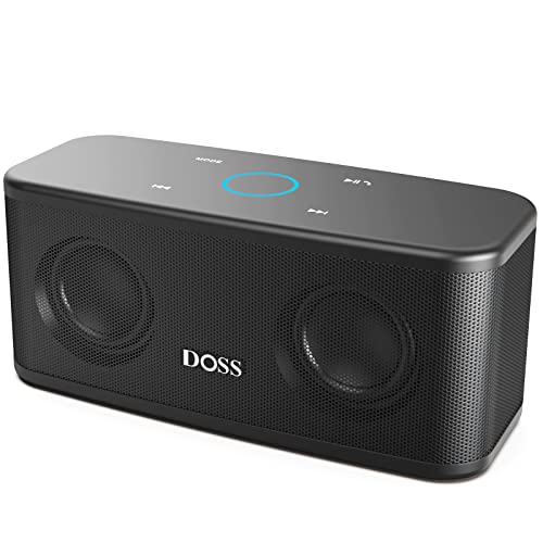 DOSS SoundBox Plus Portable Speaker with HD Sound and Deep Bass, Wireless Stereo Paring, Touch Control, Muti-Colors Led Lights, 20H Playtime, Wireless Speaker for Phone, Tablet, and More -Deep Black