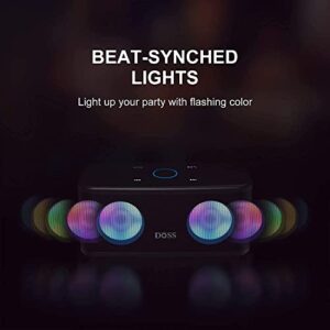 DOSS SoundBox Plus Portable Speaker with HD Sound and Deep Bass, Wireless Stereo Paring, Touch Control, Muti-Colors Led Lights, 20H Playtime, Wireless Speaker for Phone, Tablet, and More -Deep Black