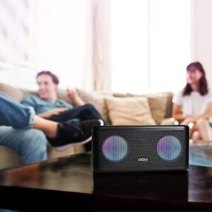DOSS SoundBox Plus Portable Speaker with HD Sound and Deep Bass, Wireless Stereo Paring, Touch Control, Muti-Colors Led Lights, 20H Playtime, Wireless Speaker for Phone, Tablet, and More -Deep Black