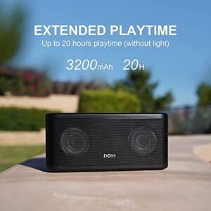 DOSS SoundBox Plus Portable Speaker with HD Sound and Deep Bass, Wireless Stereo Paring, Touch Control, Muti-Colors Led Lights, 20H Playtime, Wireless Speaker for Phone, Tablet, and More -Deep Black