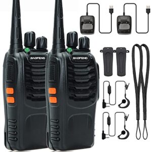 baofeng walkie talkies rechargeable long range two-way radios with earpieces,2-way radios uhf handheld transceiver walky talky with flashlight li-ion battery and usb charger（2 pack）