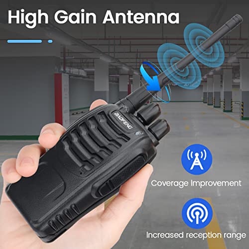 Baofeng Walkie Talkies Rechargeable Long Range Two-Way Radios with Earpieces,2-Way Radios UHF Handheld Transceiver Walky Talky with Flashlight Li-ion Battery and USB Charger（2 Pack）