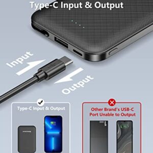 Metecsmart 4500mAh Small Portable Phone Charger, Mini Power Bank Fast Charging, Three Output Type C Input External Battery Pack, Built in a Cable Compatible with iPhone and iPad