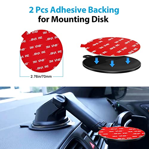 volport Very Strong Sticky Adhesive, 2.76in/70mm Dashboard Pad Mounting Disk Adhesive Replacement Kit, Double Sided Stickers for Suction Cup Dashboard Phone Holder & Windshield Car Mount 2 Pack