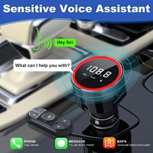 MEIDI Bluetooth FM Transmitter for Car, Bluetooth Car Adapter with Remote, Wireless Car Radio Adapter, Hands-Free Call/ MP3 Music Player/LED Colors/USB Port/U Disk