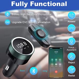 MEIDI Bluetooth FM Transmitter for Car, Bluetooth Car Adapter with Remote, Wireless Car Radio Adapter, Hands-Free Call/ MP3 Music Player/LED Colors/USB Port/U Disk