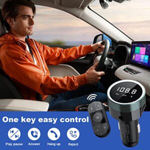 MEIDI Bluetooth FM Transmitter for Car, Bluetooth Car Adapter with Remote, Wireless Car Radio Adapter, Hands-Free Call/ MP3 Music Player/LED Colors/USB Port/U Disk