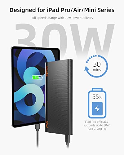 Slim Portable Charger for iPad Pro, Pixel iPad External Battery 30W for iPad Pro 12.9/11in/ iPad Mini 6/ iPad Air 5, Portable Charger Pixel 6A 7 Pro 5A 5G 4A XL