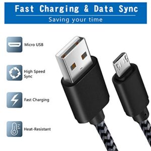 Android Charger Cable, HI-CABLE Micro USB Cable [2 Pack/6FT] with 2-Pack Dual Port USB Wall Charger Fast Charging Compatible with Samsung Galaxy S7 S6 J8 J7 Note 5,Kindle,LG,PS4,Camera (Black)