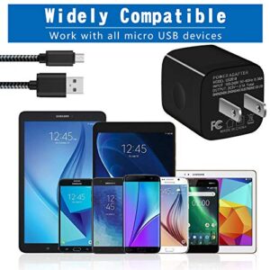 Android Charger Cable, HI-CABLE Micro USB Cable [2 Pack/6FT] with 2-Pack Dual Port USB Wall Charger Fast Charging Compatible with Samsung Galaxy S7 S6 J8 J7 Note 5,Kindle,LG,PS4,Camera (Black)