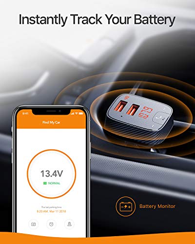 Anker Roav SmartCharge F2 Bluetooth FM Transmitter, Wireless Audio Adapter and Receiver, Car Charger with Bluetooth, Car Locator, App Support, 2 USB Ports, PowerIQ