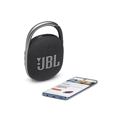 JBL Clip 4 Shower Speaker | Waterproof Bluetooth Speaker | Includes JBL Clip 4 Bluetooth Portable Speaker and Mircofiber Cloth | Mini Bluetooth Speaker, Beach | Black