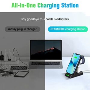 Charging Station for Multiple Devices Apple, 3 in 1 Fast Charging Station Dock Stand with Adapter for iPhone14 Pro Max/13/12/11/X/8/7 & Airpods, Wireless Charger for Apple Watch Ultra/8/7/6/SE/5/4/3/2