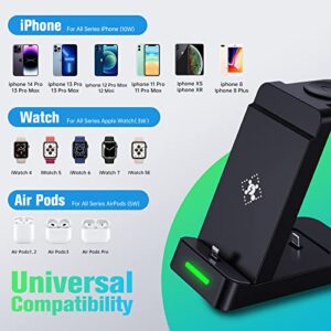 Charging Station for Multiple Devices Apple, 3 in 1 Fast Charging Station Dock Stand with Adapter for iPhone14 Pro Max/13/12/11/X/8/7 & Airpods, Wireless Charger for Apple Watch Ultra/8/7/6/SE/5/4/3/2