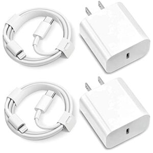 iphone fast charger [apple mfi certified] 2 pack 20w usb c power delivery wall charger plug with 6ft type c to lightning quick charge sync cable for iphone 14/13/12/11/xs/xr/x pro max